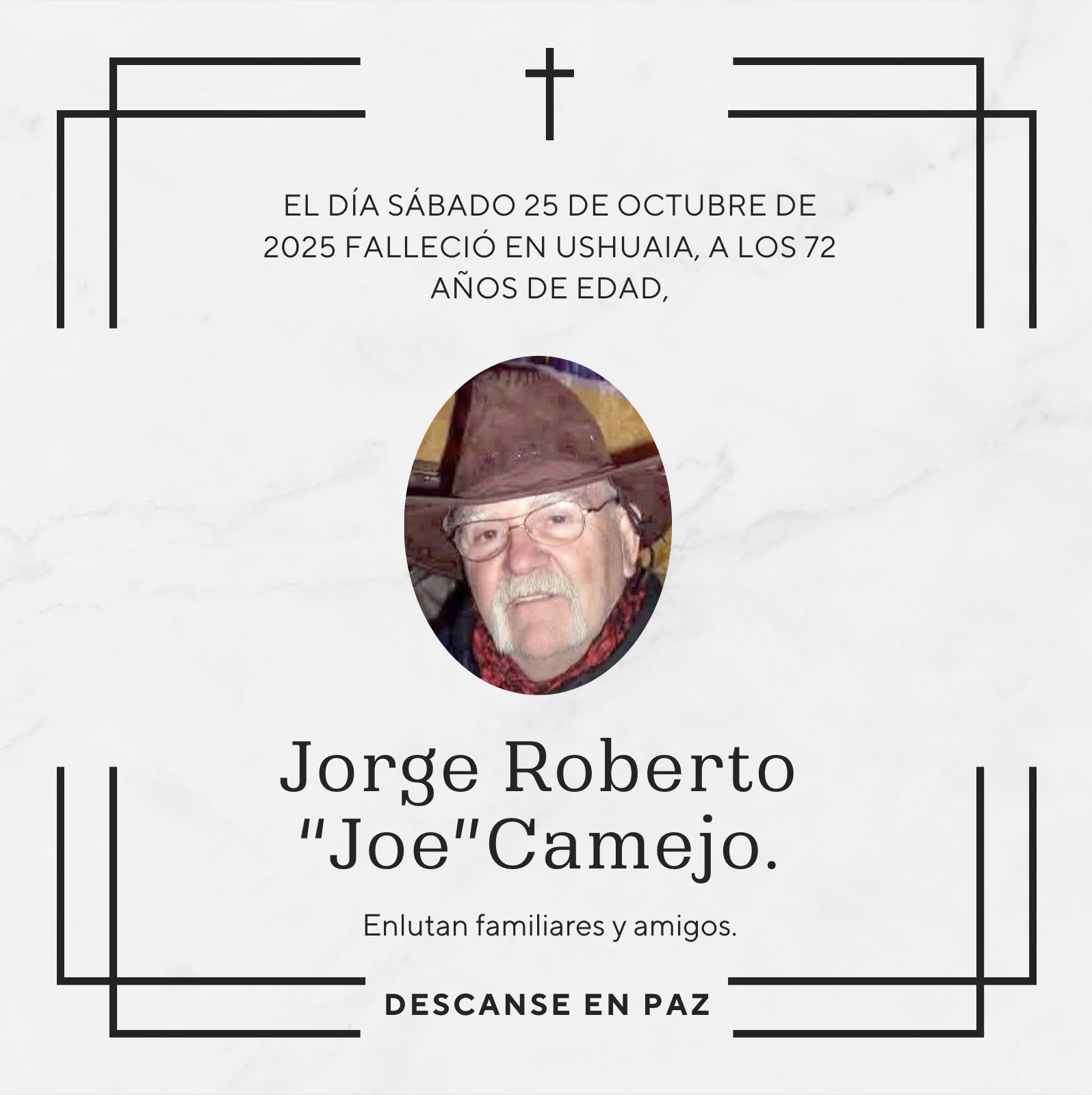 Fallecimiento | Jorge Roberto “Joe”Camejo.